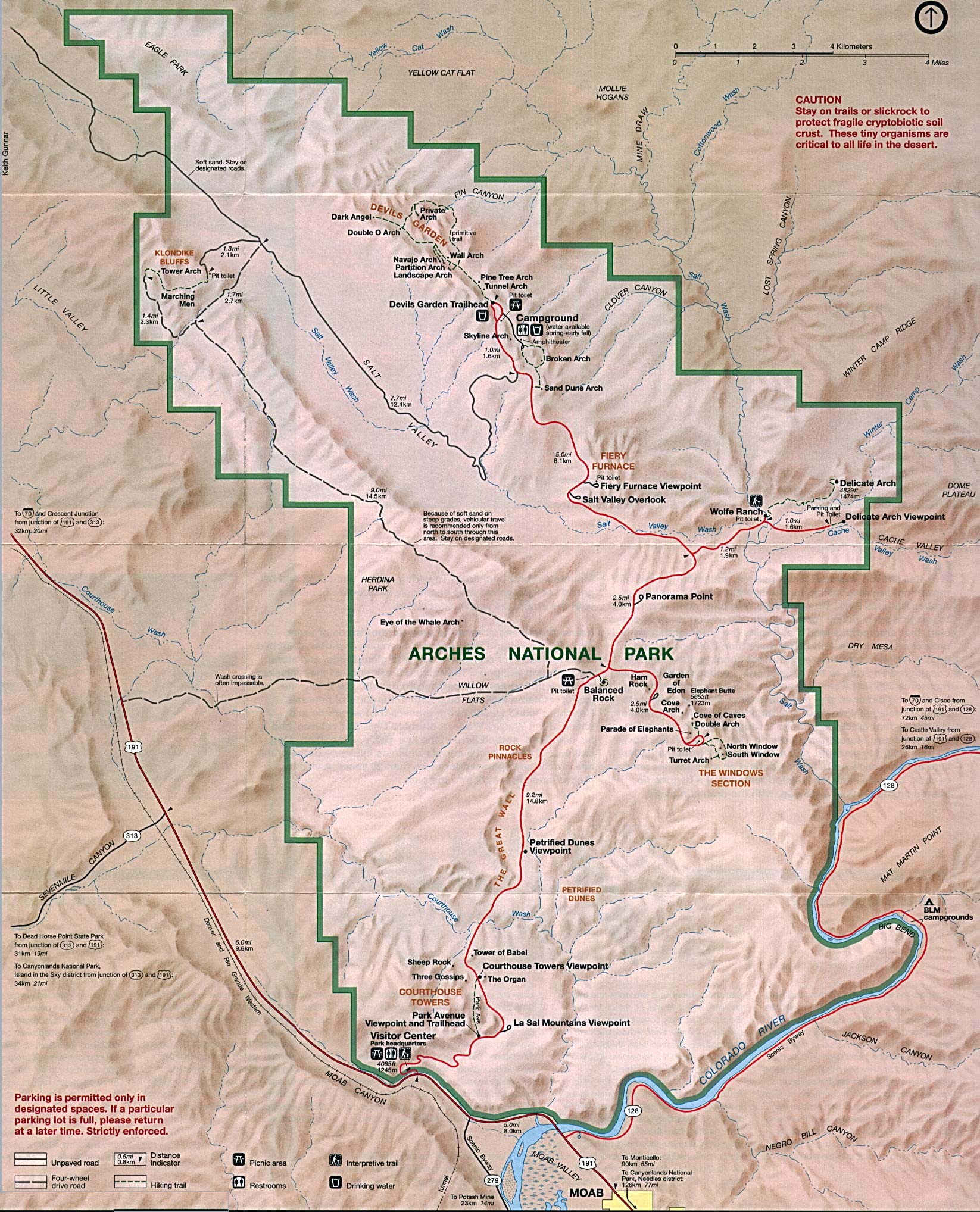 Arches National Park (park Map) . Free Download Utah National Park Maps arches national park (park map) . free download utah national park maps