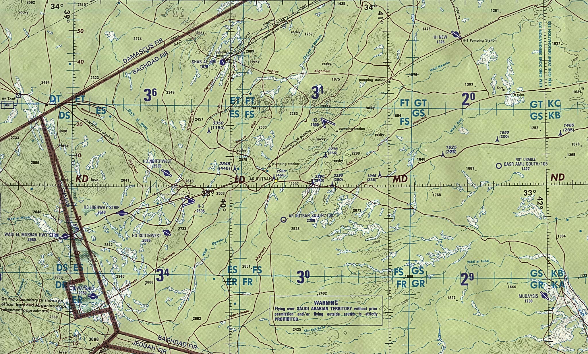 iraqjordan border operational navigation chart