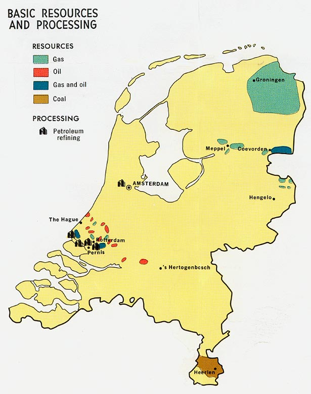 netherlands basic resources and processing from map