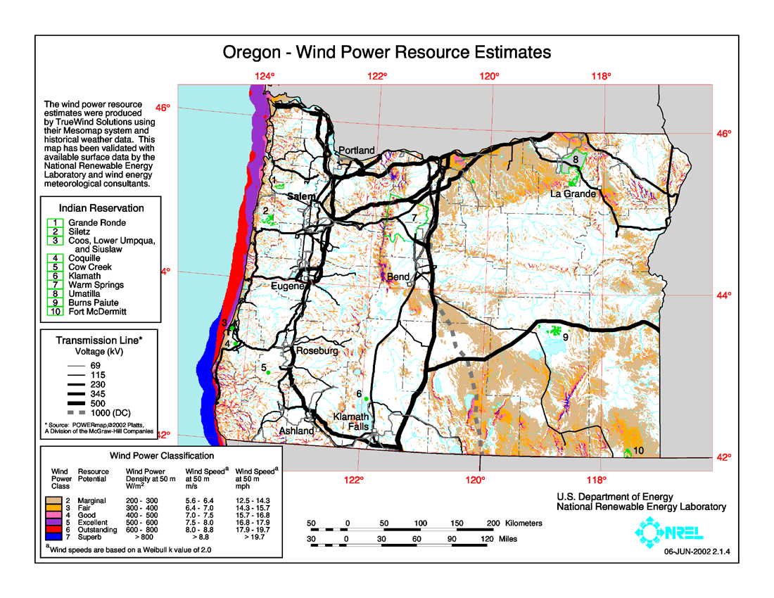 Download Free Oregon Wind Energy Maps