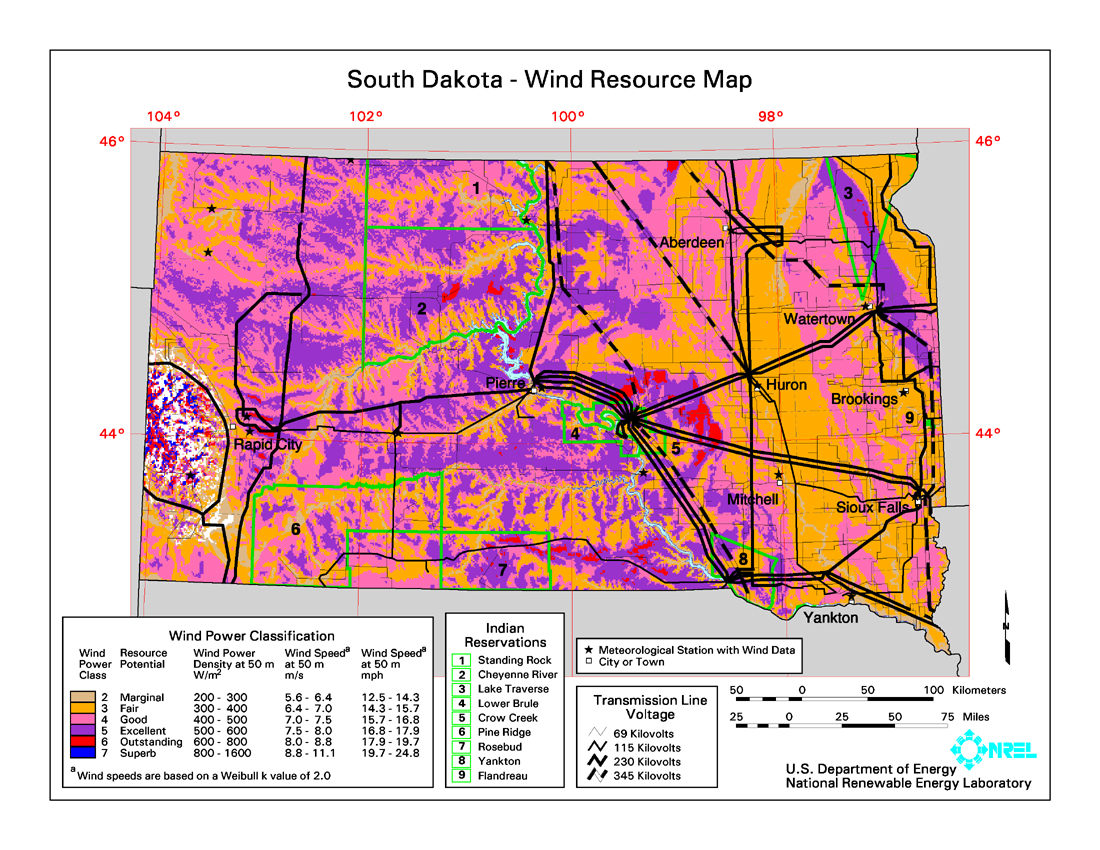 Download Free South Dakota Wind Energy Maps