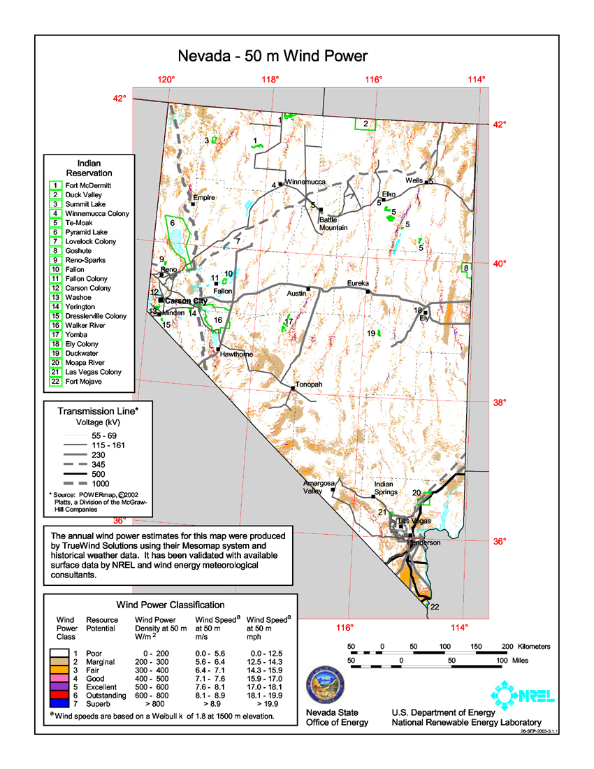 Download Free Nevada Wind Energy Maps